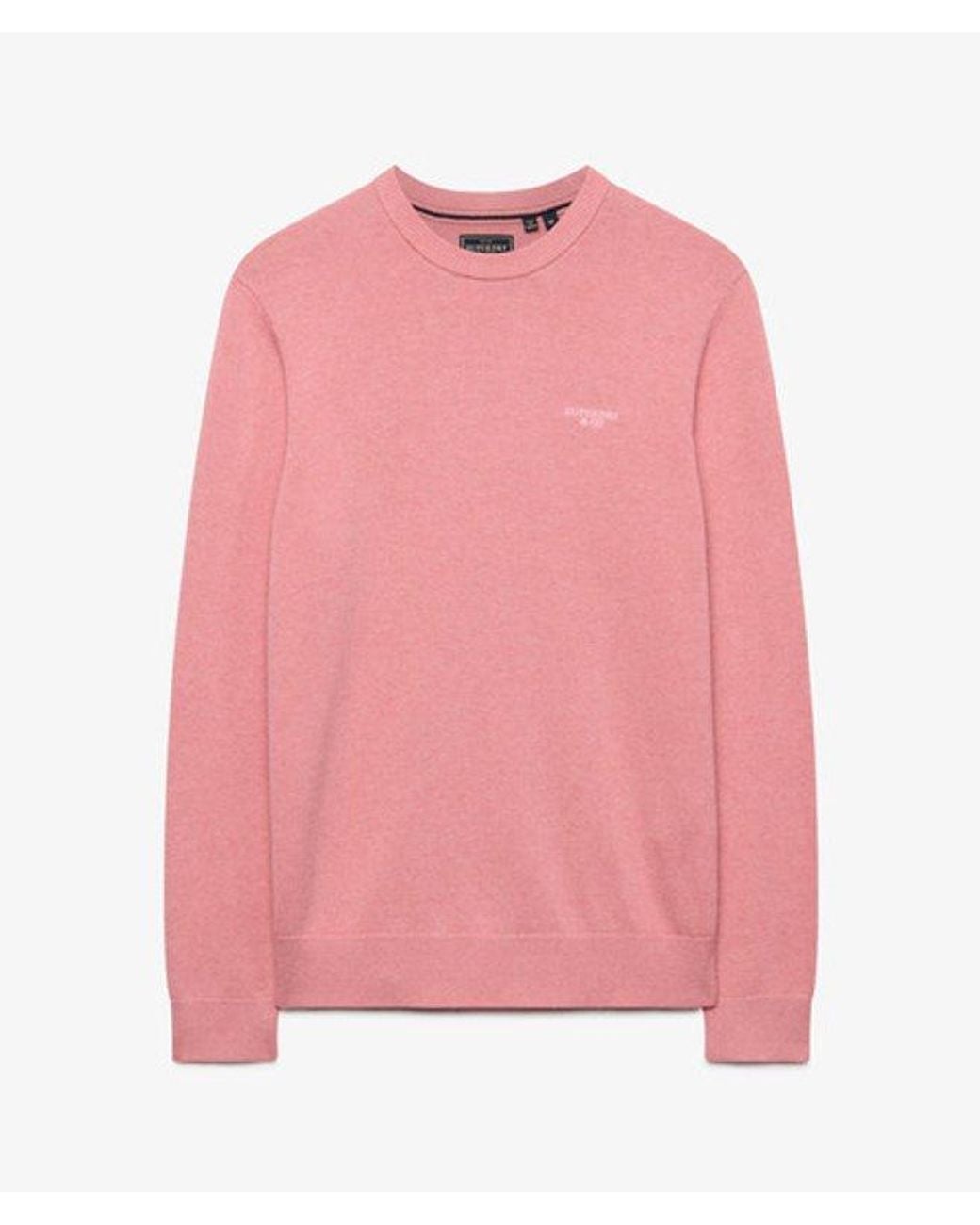 Superdry Pink Prep Essential Cotton Jumper for men