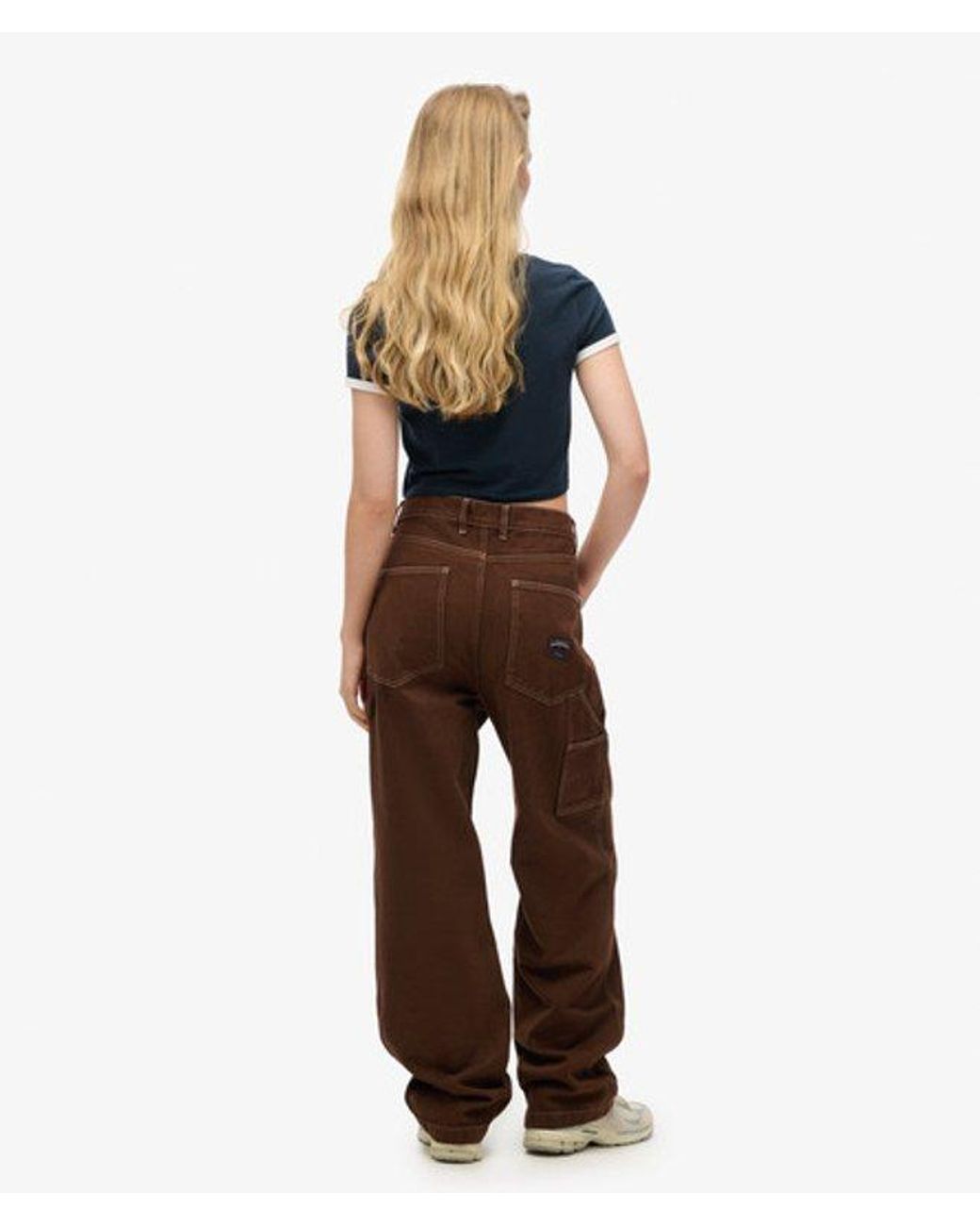Superdry Brown & Co Ladies Classic Contrast Carpenter Wide Leg Pants