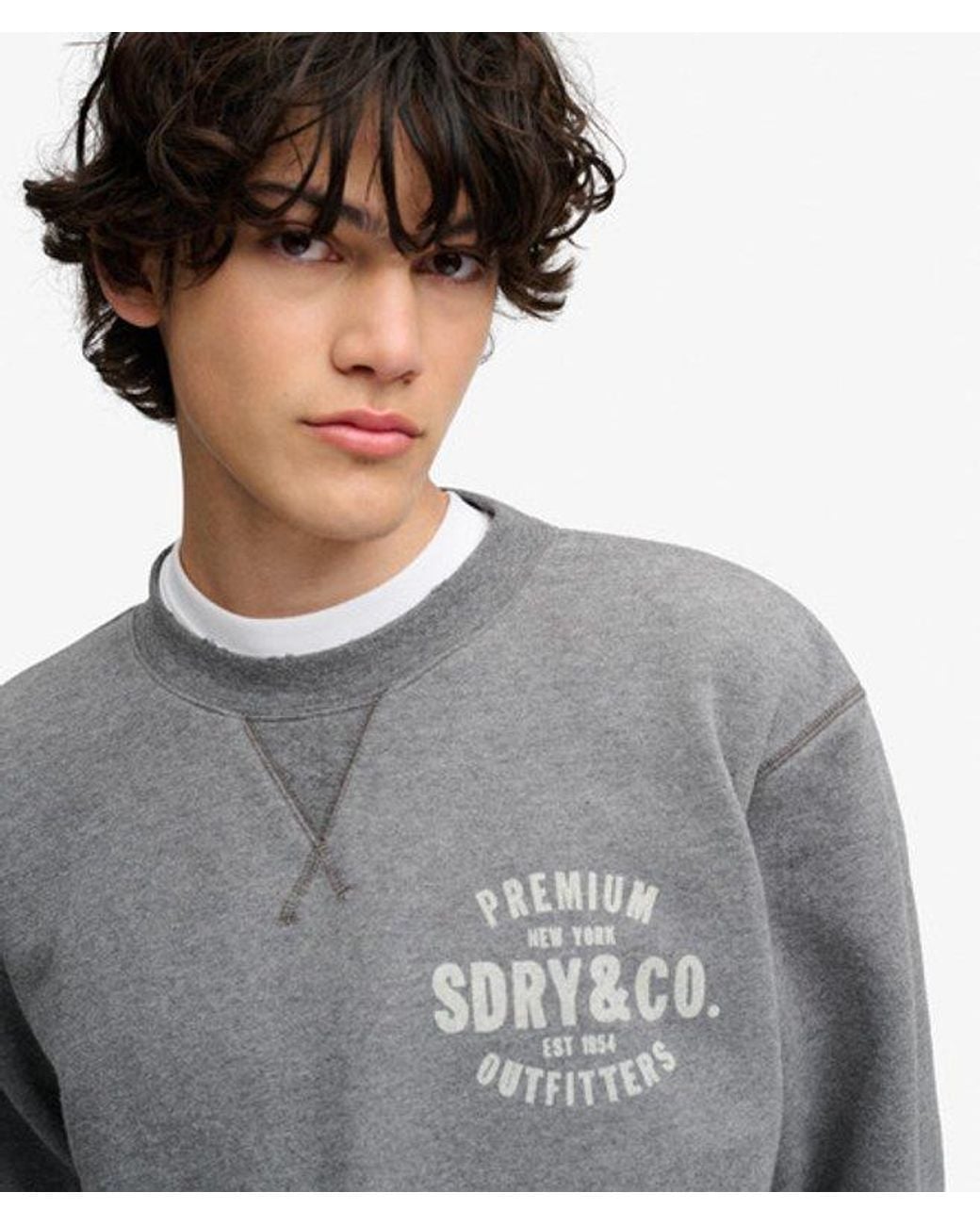 Superdry Gray & Co Block Text Crew Neck Sweatshirt for men