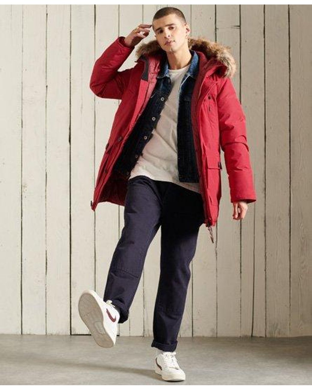 superdry red parka