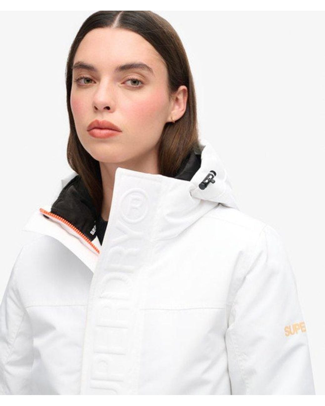 Superdry White & Co Loose Fit Logo Embossed Hood Ultimate Windbreaker Jacket