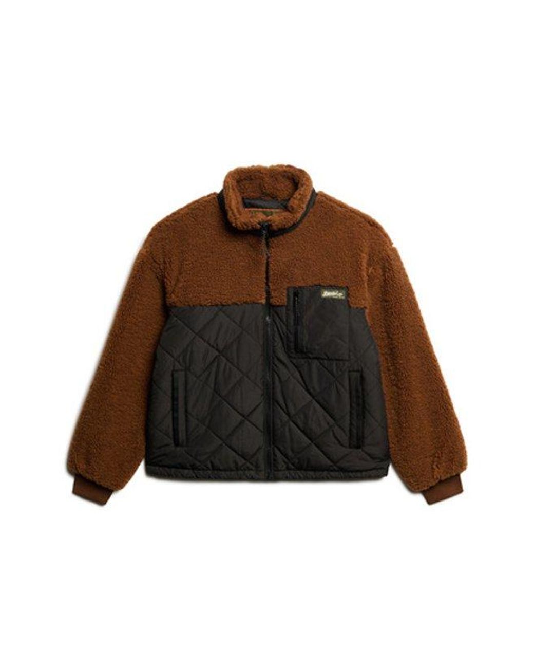 Superdry Brown & Co Workwear Sherpa Fleece Hybrid Jacket