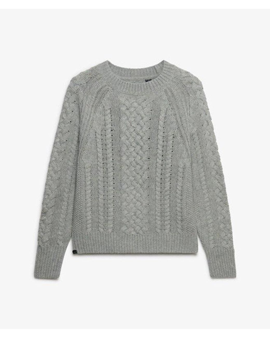 Superdry & Co Wollen Mix Kabeltrui in het Gray