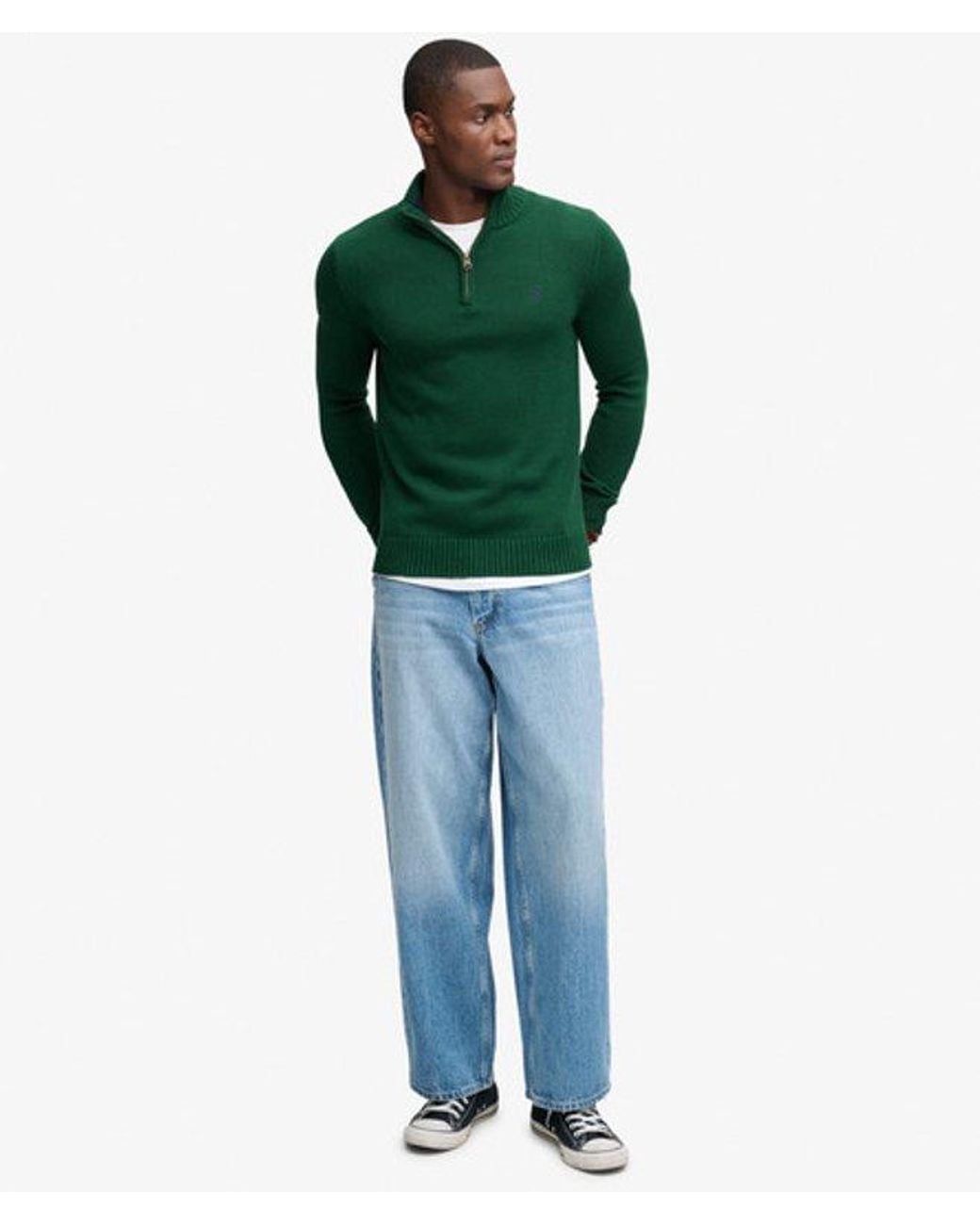 Superdry Green & Co Cotton Half Zip Knit Jumper for men