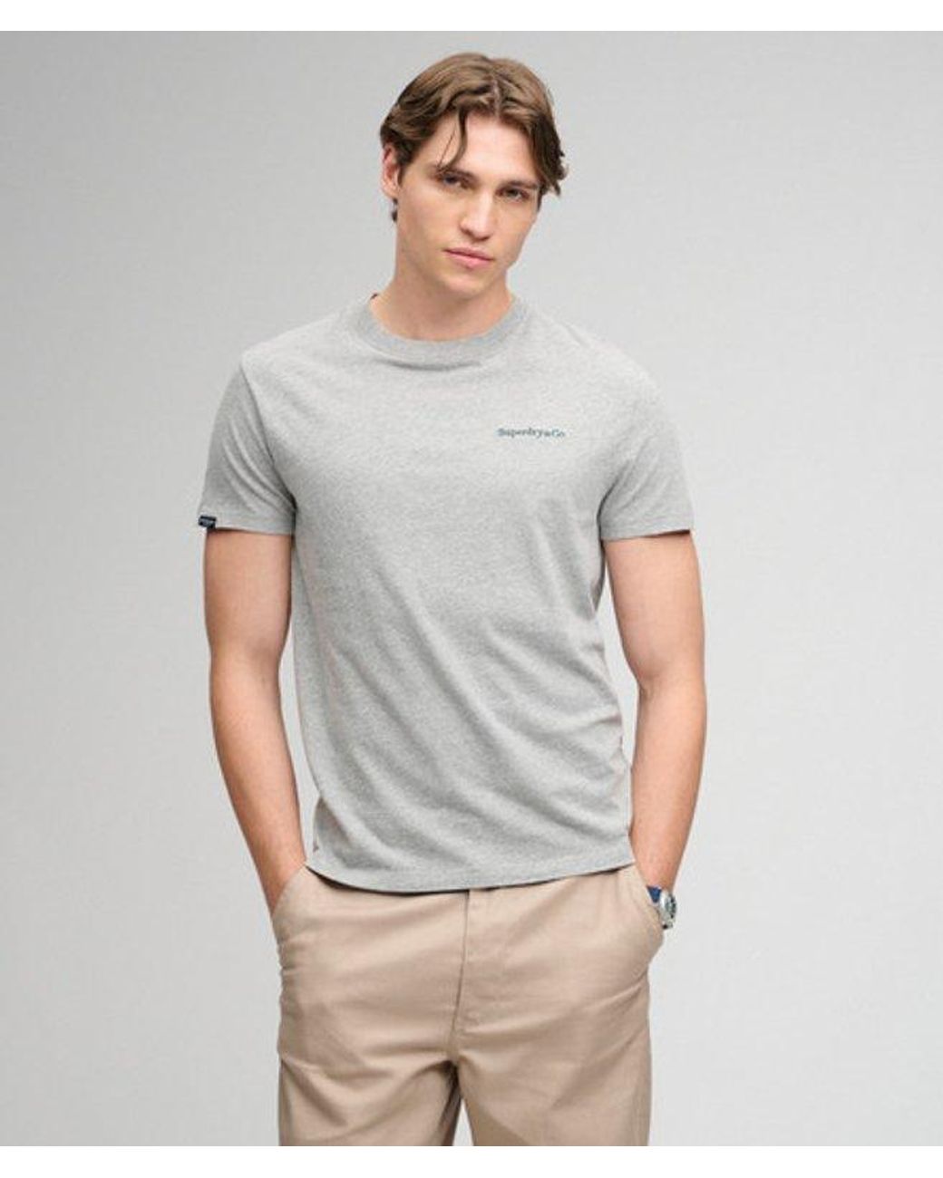 Superdry Gray & Co Essential Company Logo Embroidered T-shirt for men