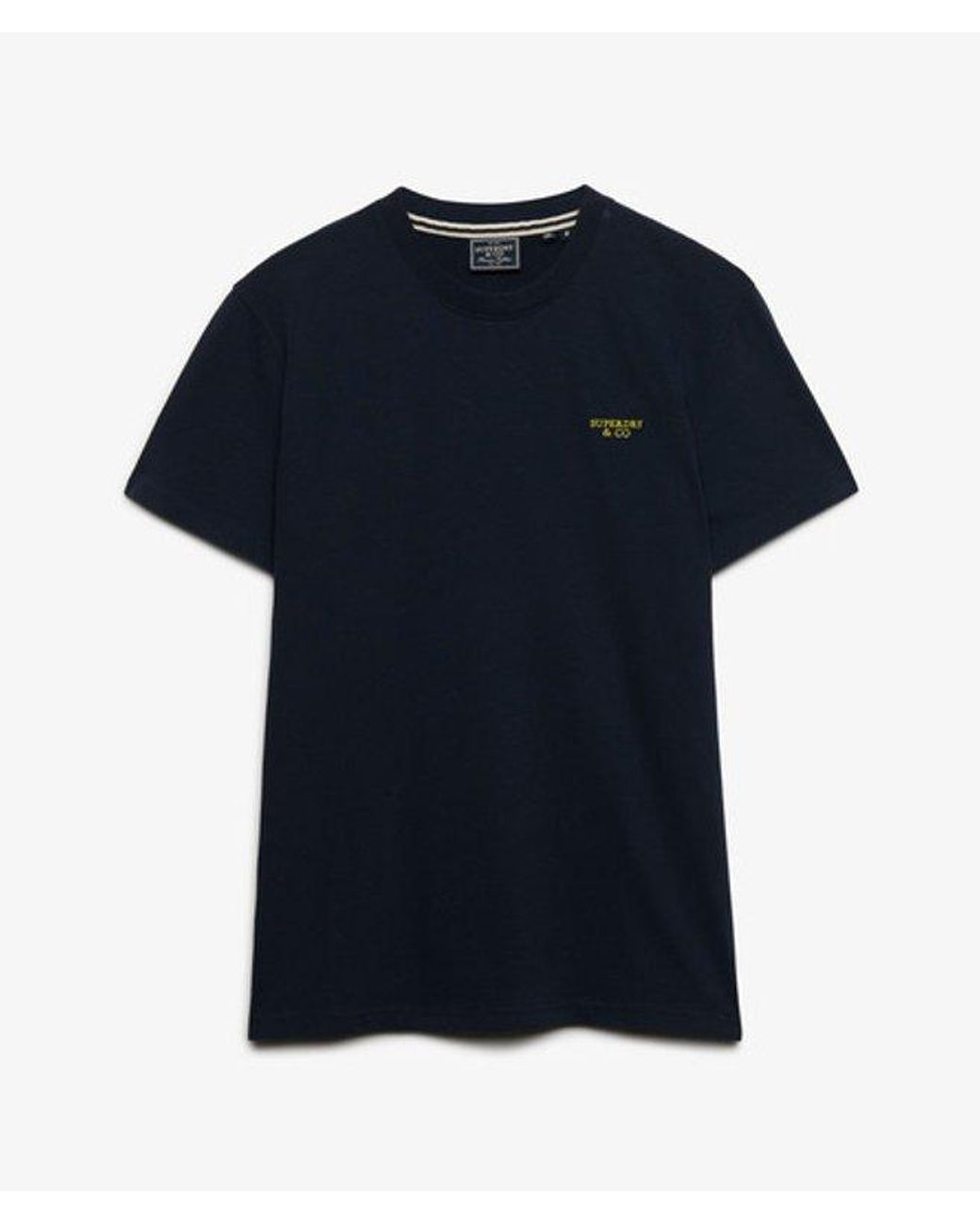 Superdry Blue & Co Essential Stacked Logo Embroidered T-shirt for men