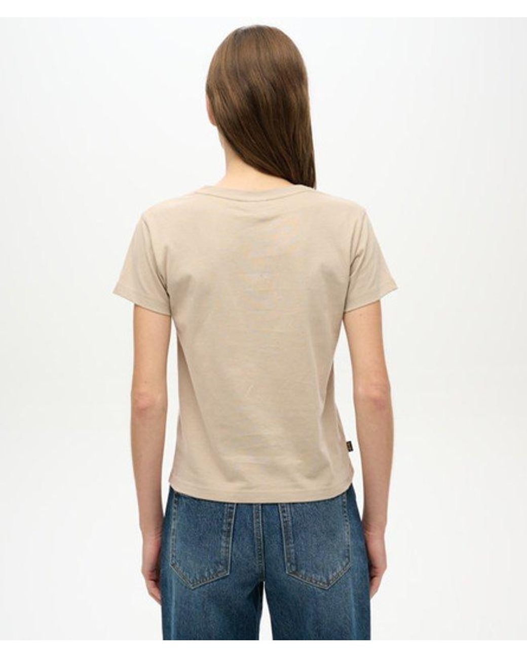 Superdry Natural & Co Embroidered Essential Logo Crew Neck Fitted Tee
