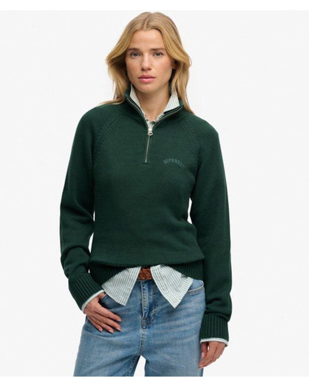 Superdry Green & Co Essential Half Zip Knit Jumper