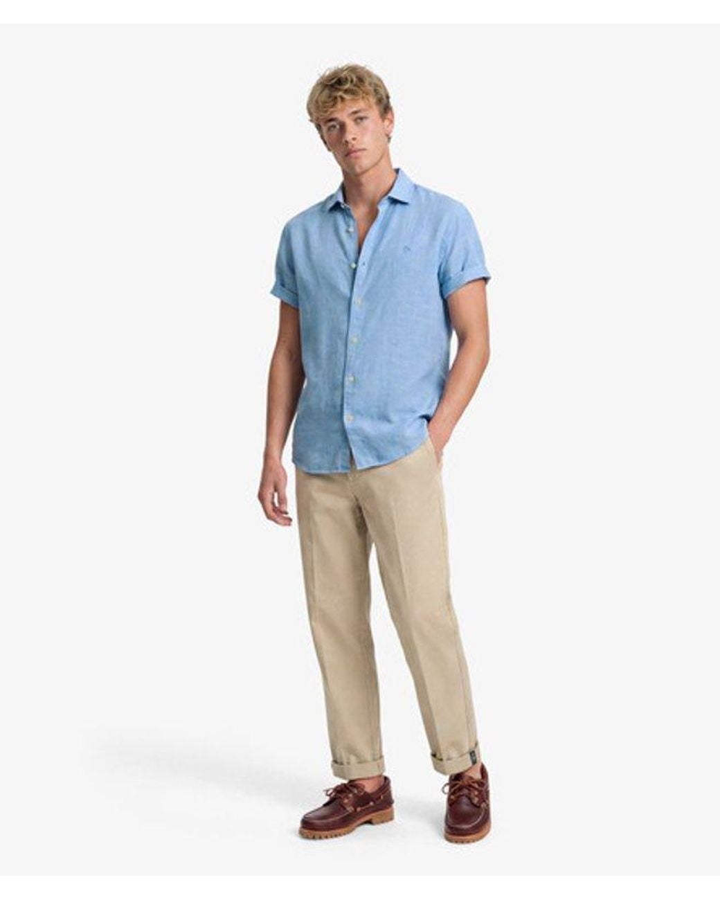 Superdry Blue & Co Riviera Short Sleeve Linen Shirt for men