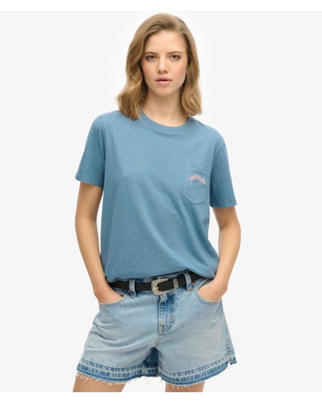 Superdry Blue & Co Essential Logo Garment Dye Pocket T-shirt