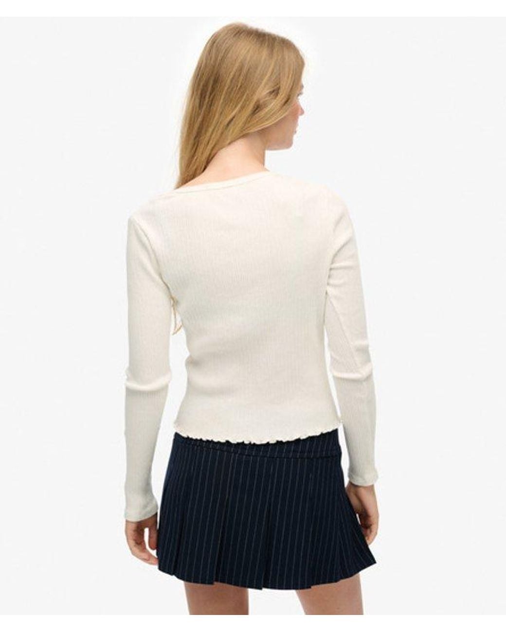 Superdry White & Co Essential Button Through Long Sleeve Top