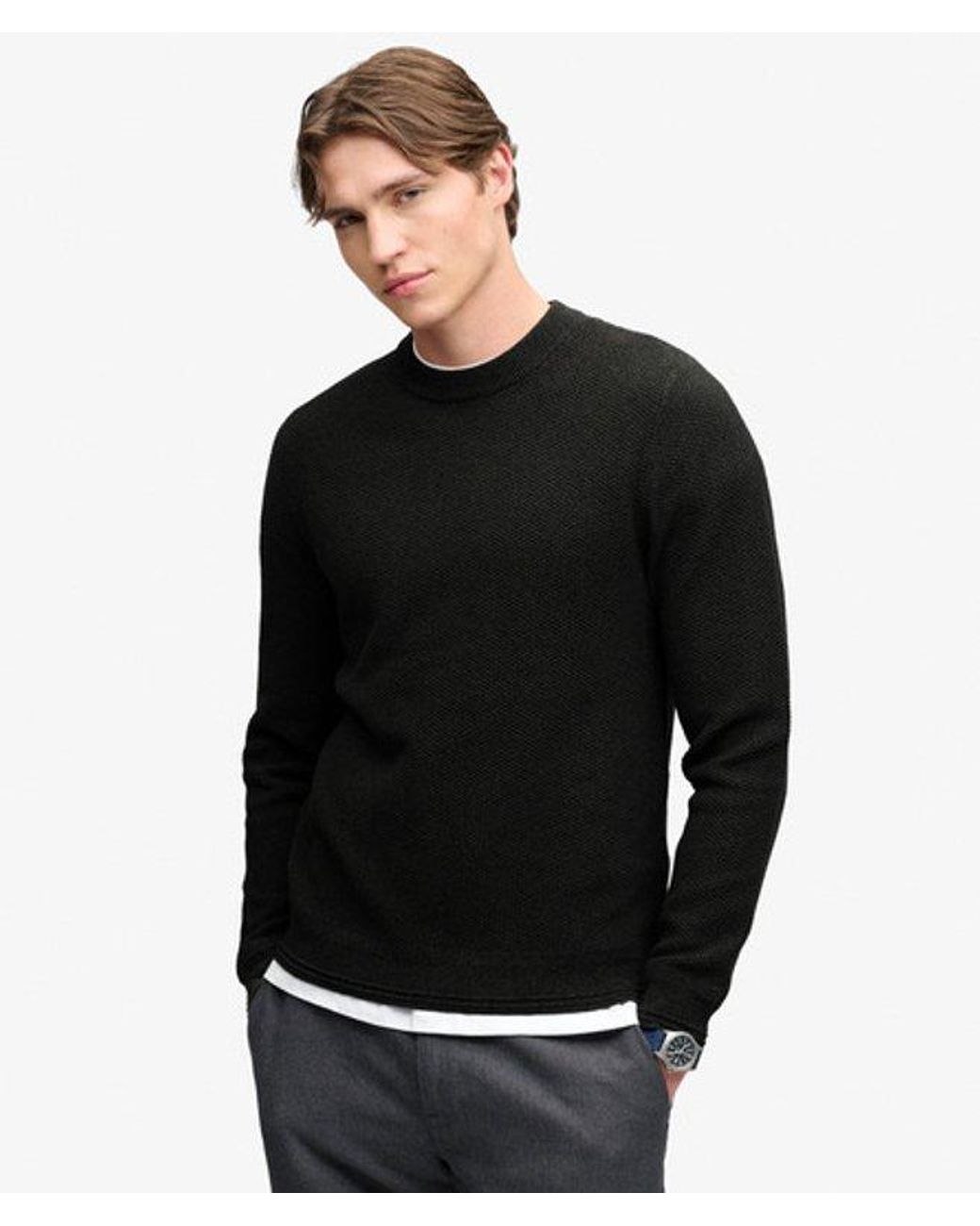 Superdry Black Texture Knit Jumper for men
