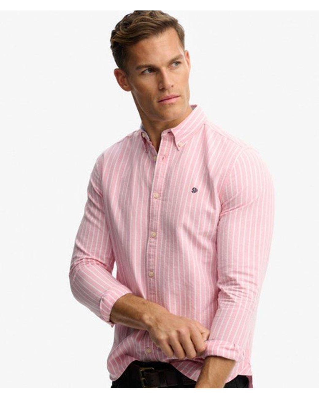 Superdry Preppy Oxford Overhemd Met Lange Mouwen in het Pink voor heren
