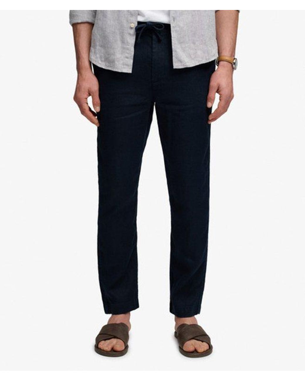 Superdry White Merchant Linen Pants for men