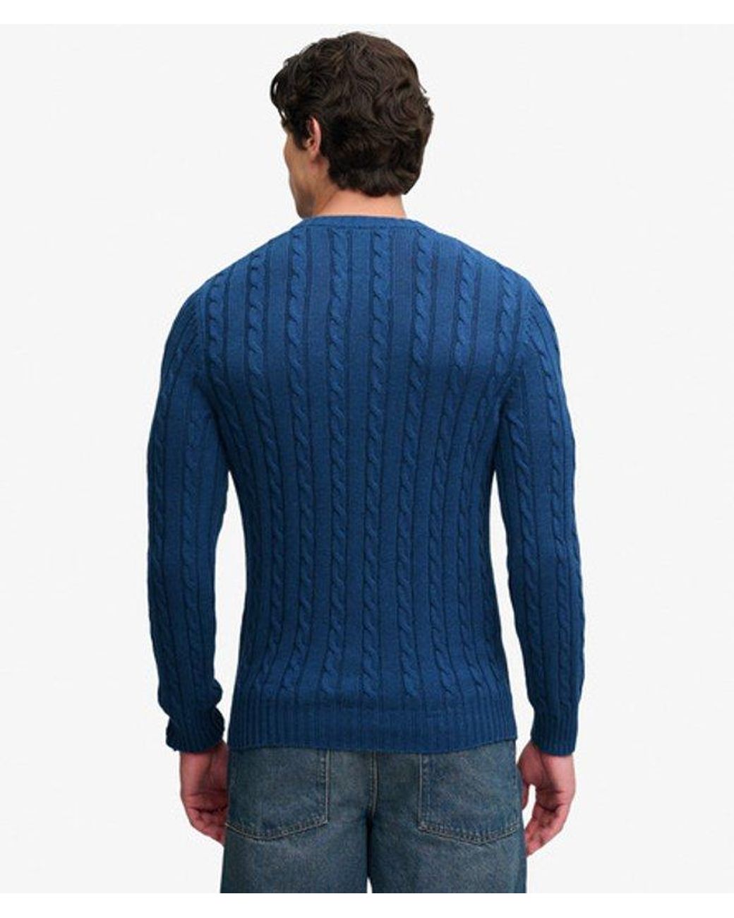 Superdry Blue & Co Cotton Cable Knit Crew Jumper for men