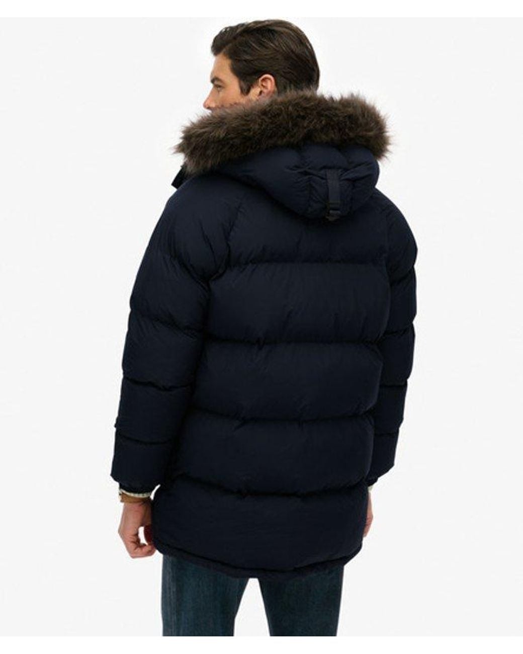 Superdry Blue Everest Long Baffled Parka for men