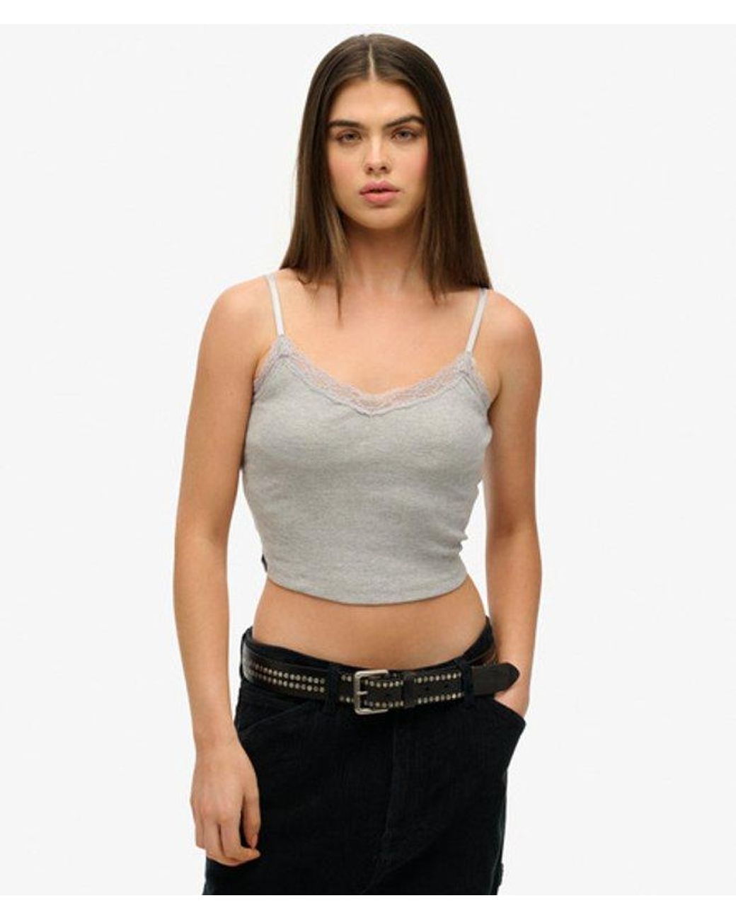 Superdry Athletic Essentials Cami Top Slanke Pasvorm in het Gray