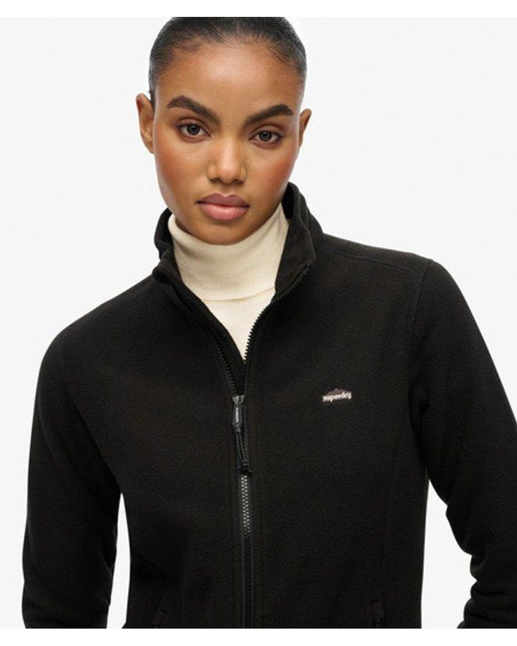 Superdry Black & Co Classic Embroidered Logo Polar Fleece Full Zip Jacket