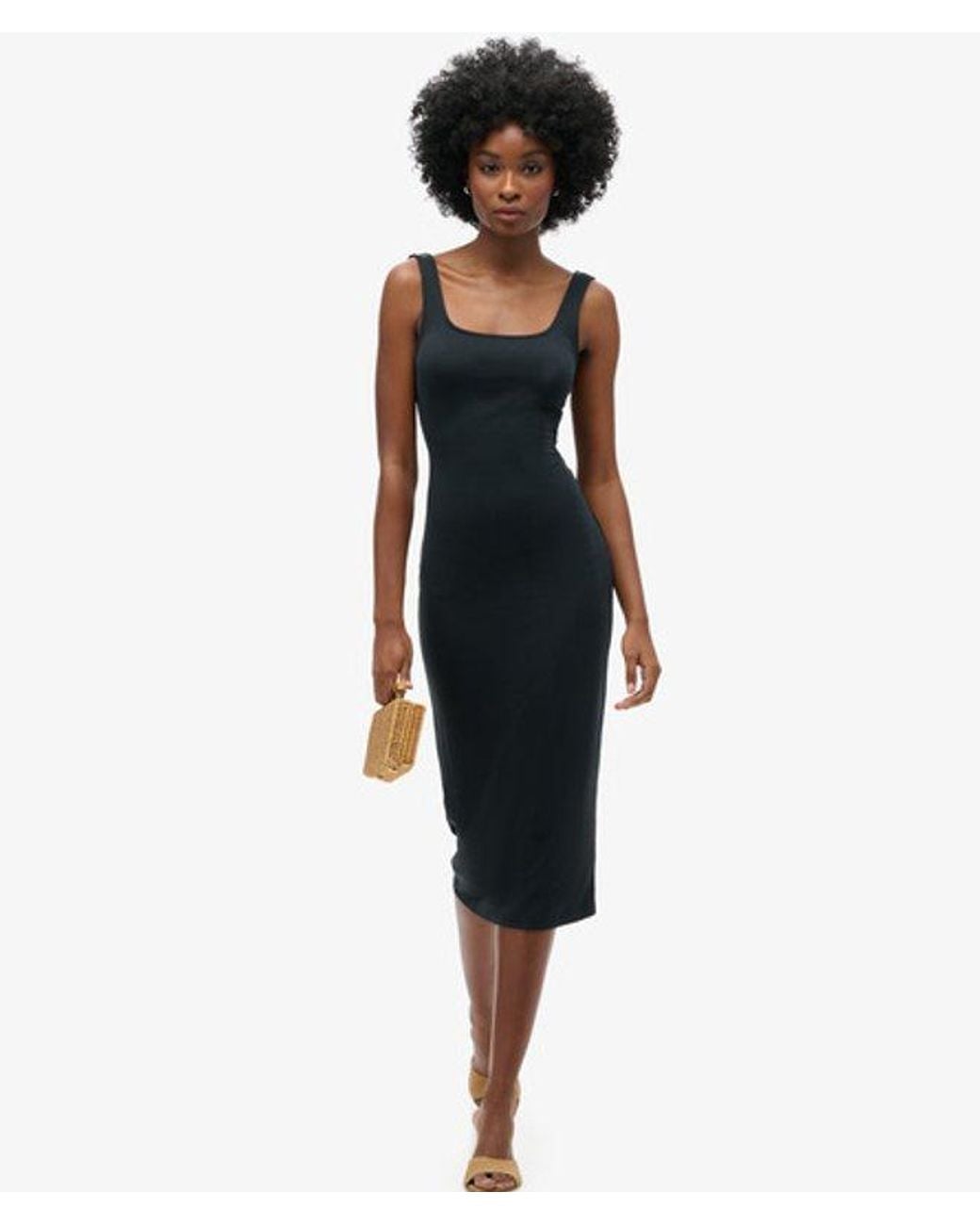 Superdry Black & Co Square Neck Jersey Midi Dress