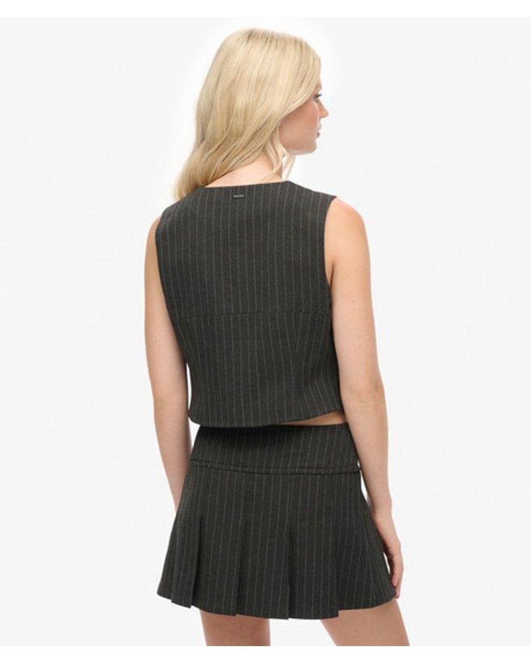 Superdry Black & Co Pinstripe Waistcoat