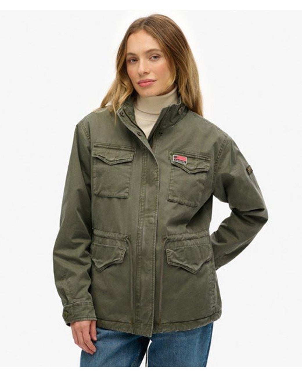 Superdry Military Borg Jas in het Green