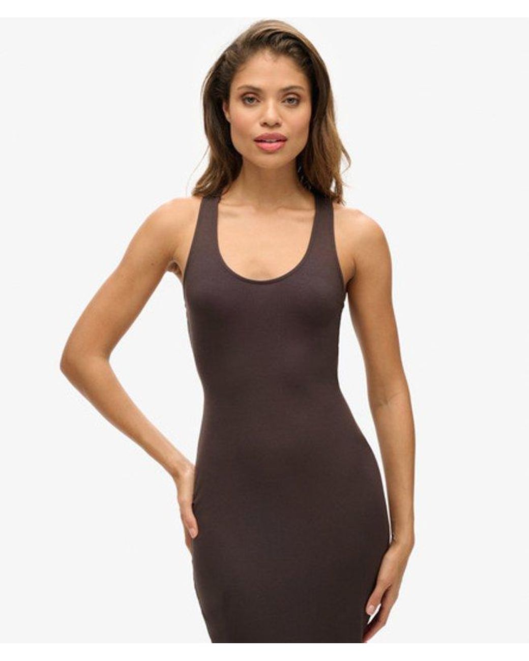Superdry Brown & Co Scoop Neck Jersey Midi Dress