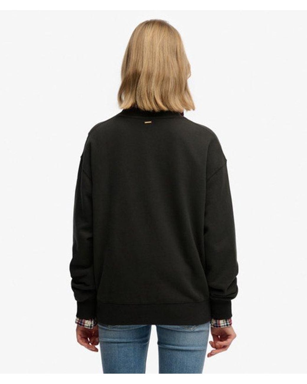 Superdry Script Brand Losse Crew Sweatshirt in het Black