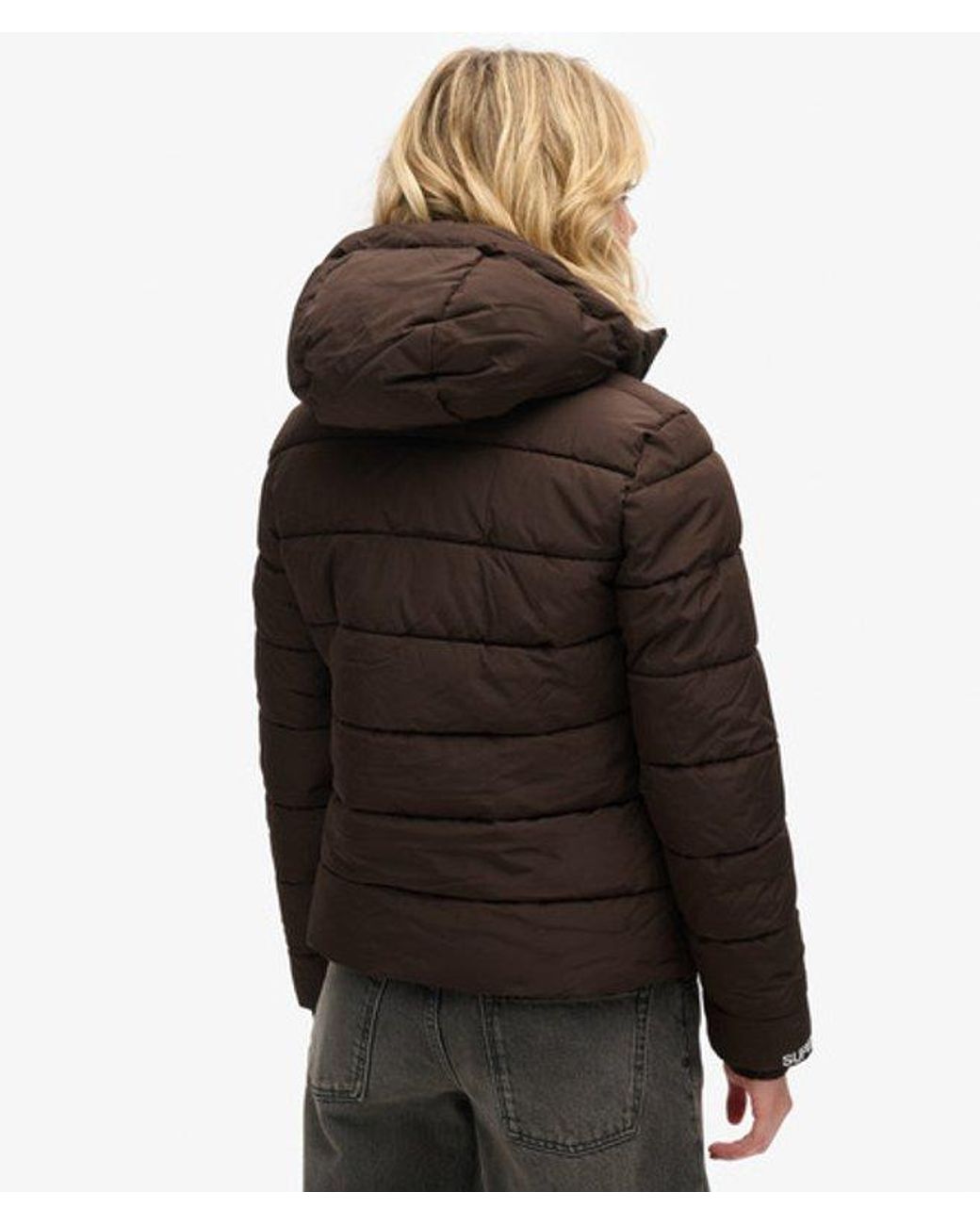 Superdry Black & Co Slim Fit Embroidered Logo Hooded Spirit Sports Puffer Jacket