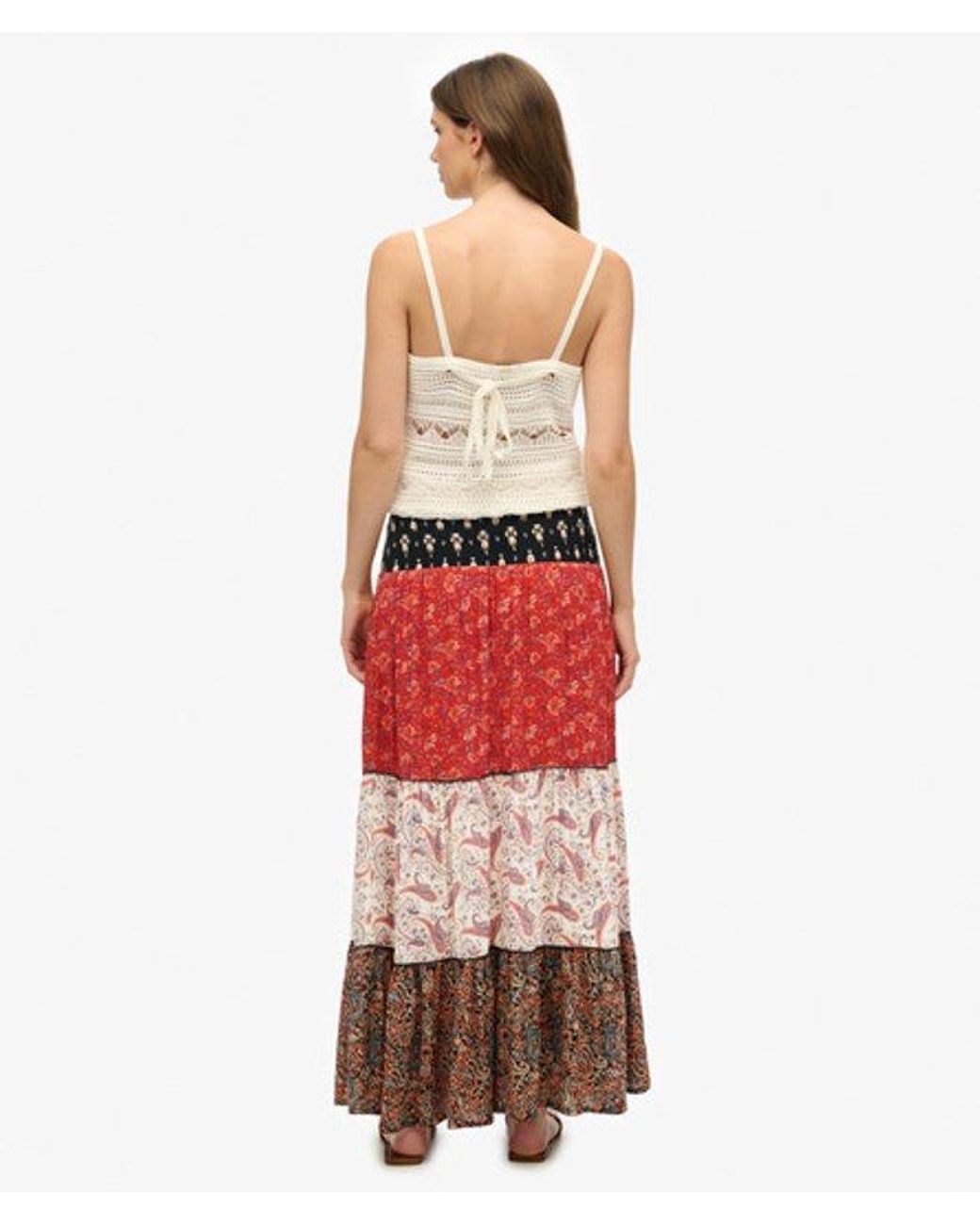 Superdry Red & Co Printed Maxi Skirt