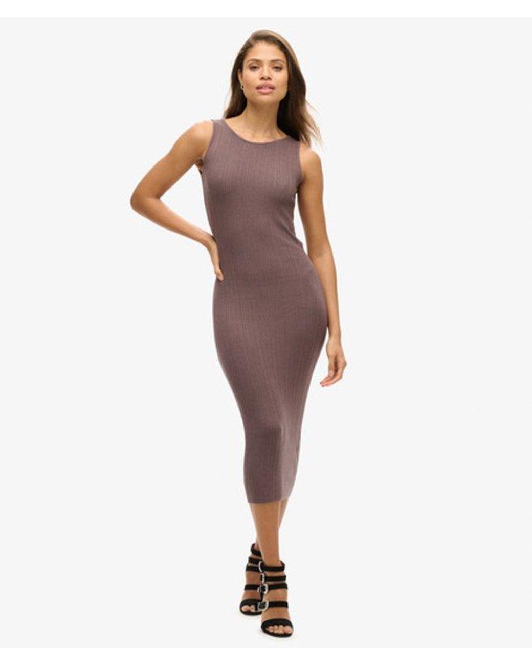 Superdry Brown & Co Rayon Backless Knitted Midi Dress