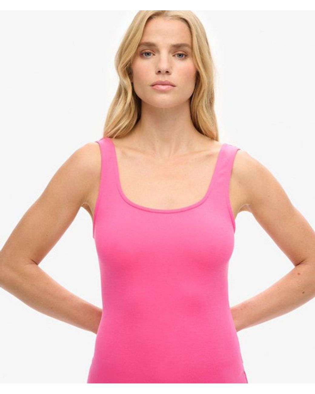 Superdry Pink & Co Square Neck Jersey Midi Dress
