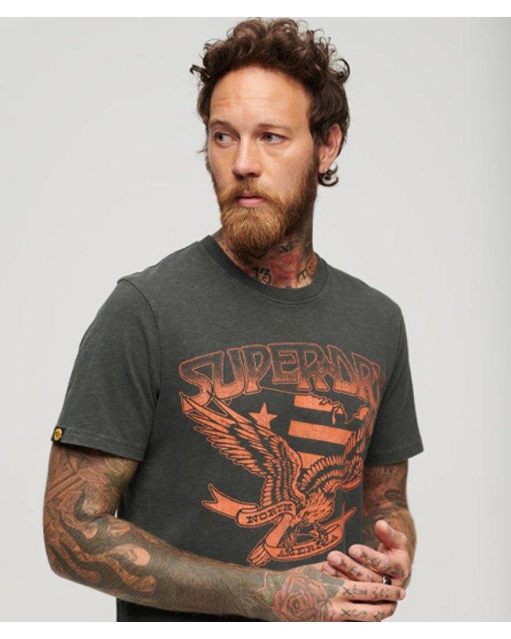 Superdry Brown & Co Classic Graphic Print 70s Lo-fi Band T-shirt for men