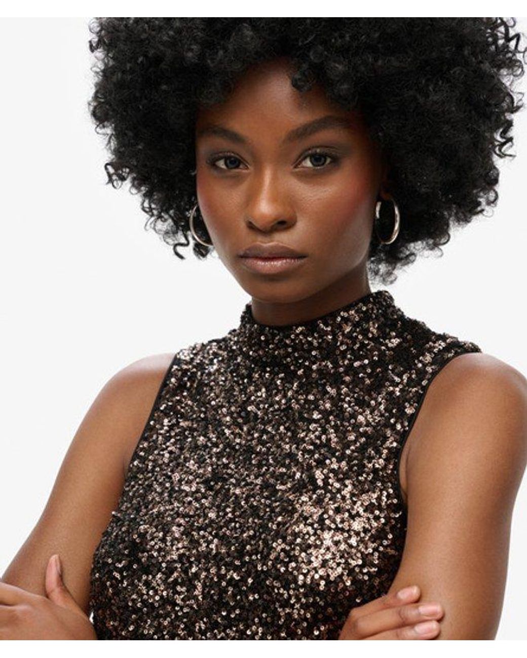 Superdry Brown & Co Sleeveless Sequin A Line Mini Dress