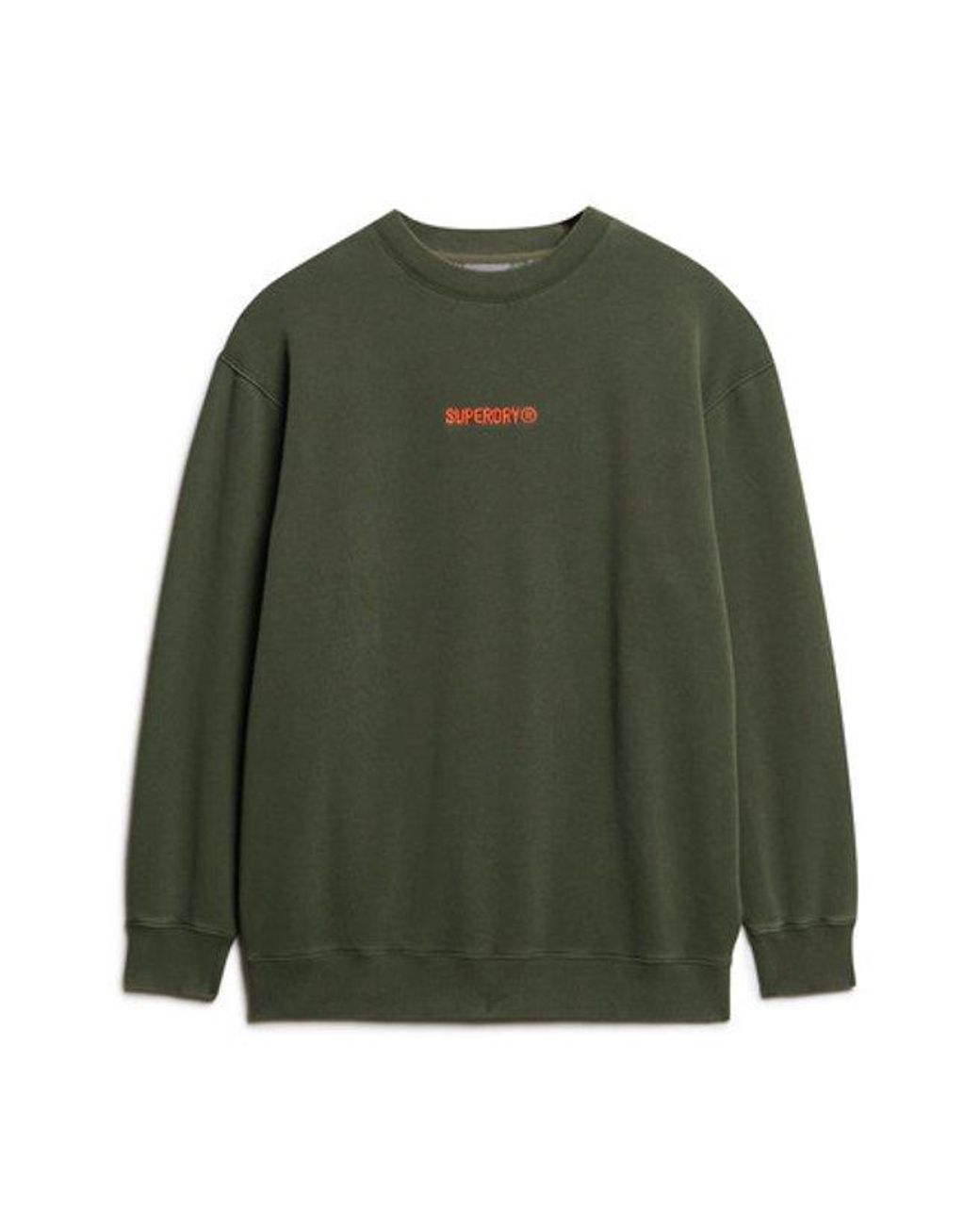 Superdry Green Micro Logo Graphic Loose Crew Sweatshirt for men