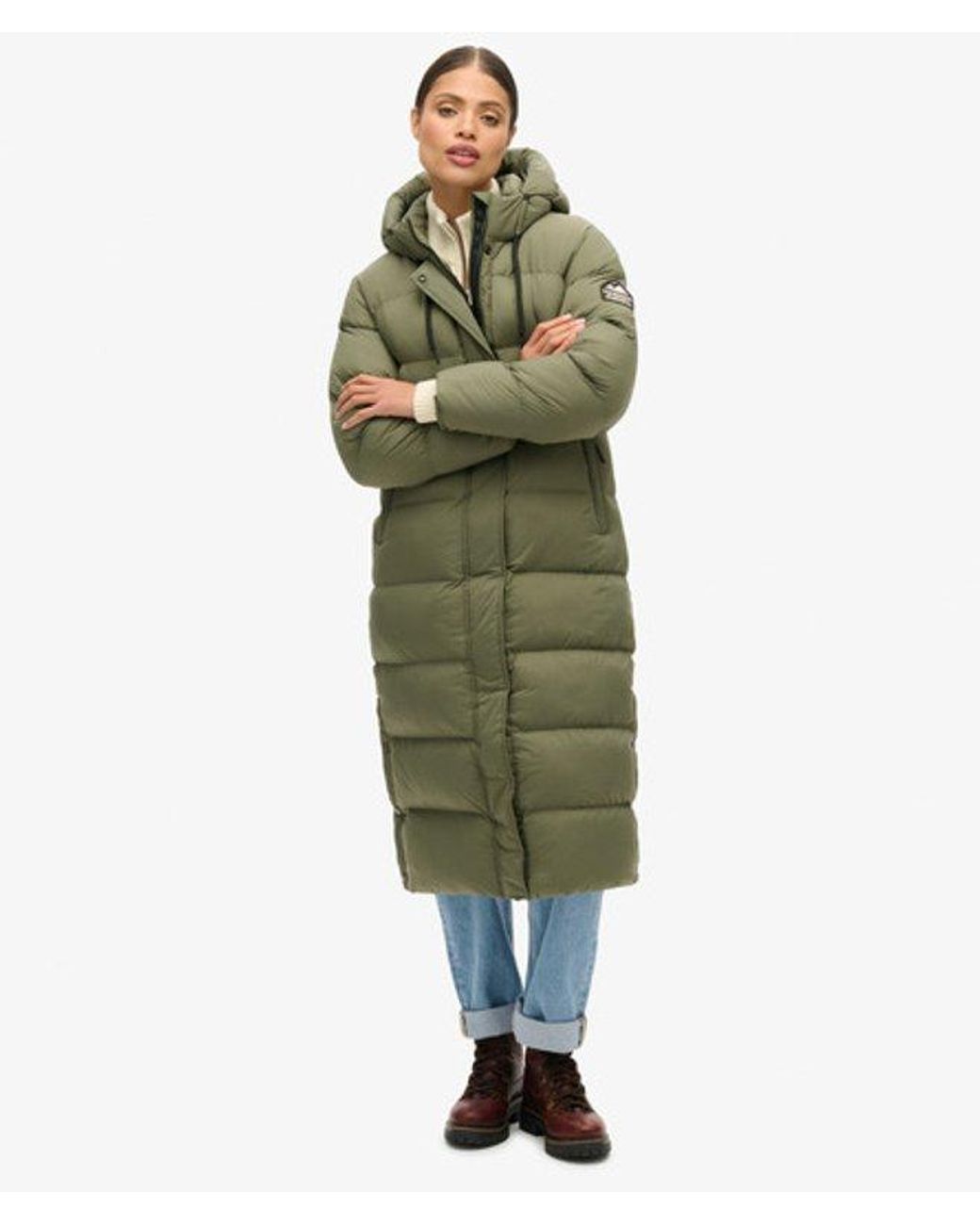 Superdry Green Rip-Stop Longline Puffer Coat