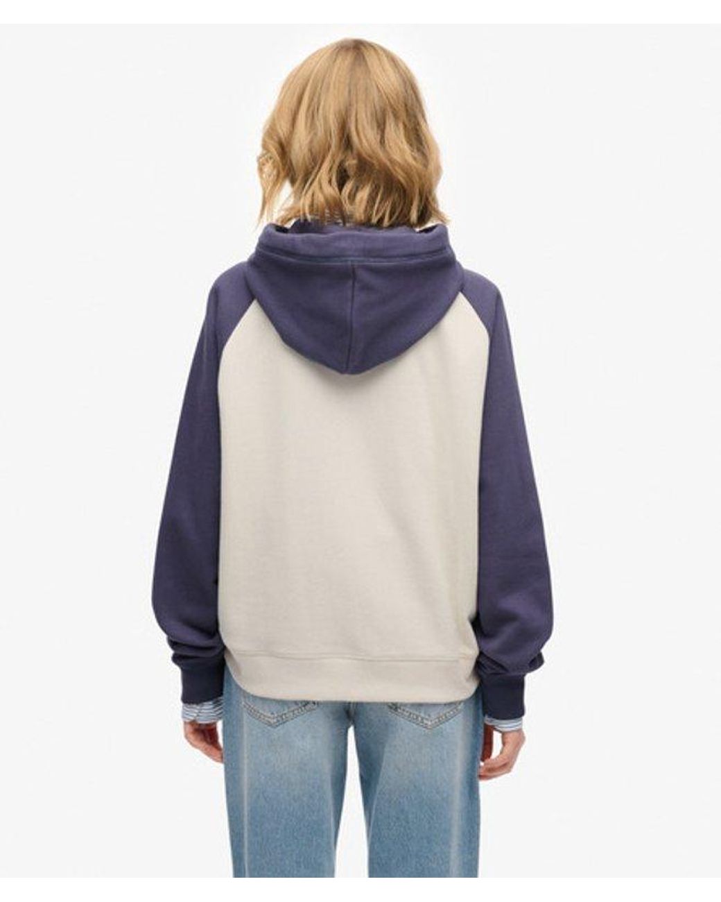 Pull à Capuche Superdry Femme – Bleu, Taille S, Mélange Coton Confort