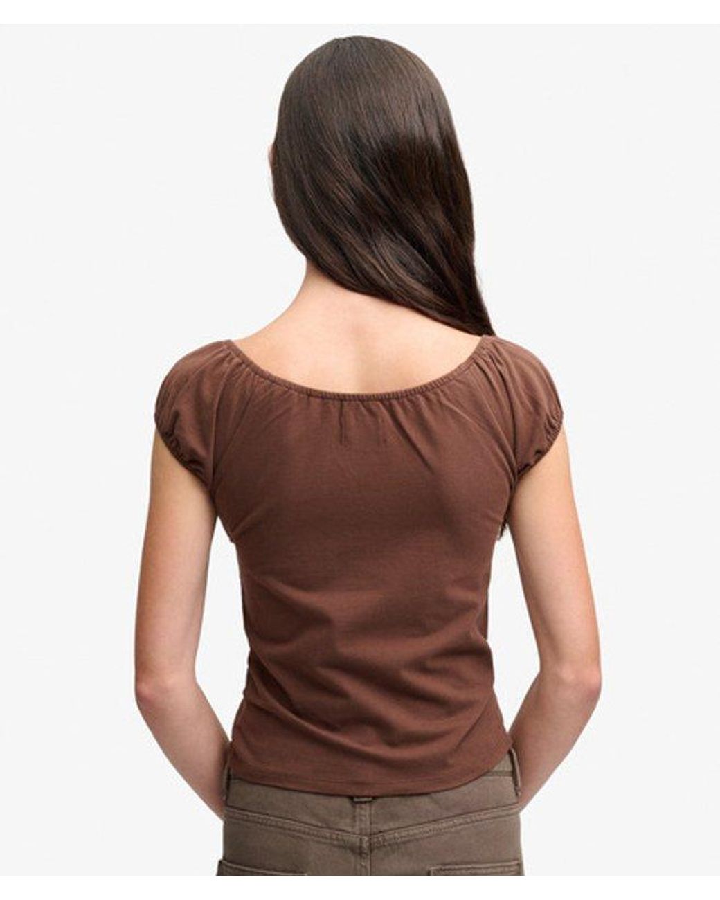Superdry Brown & Co Athletic Essentials Ruched Top