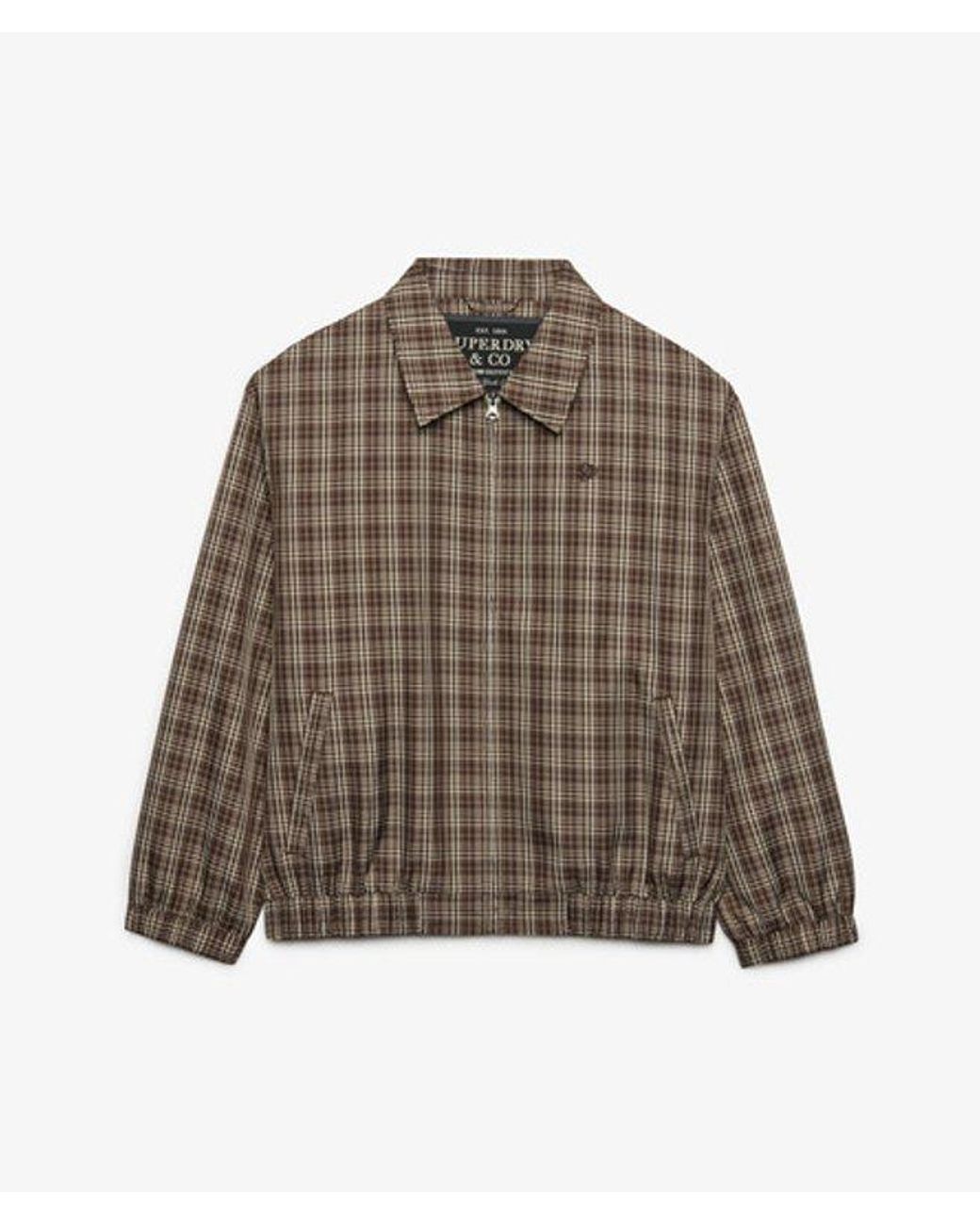 Superdry Brown & Co Check Oversized Bomber Jacket