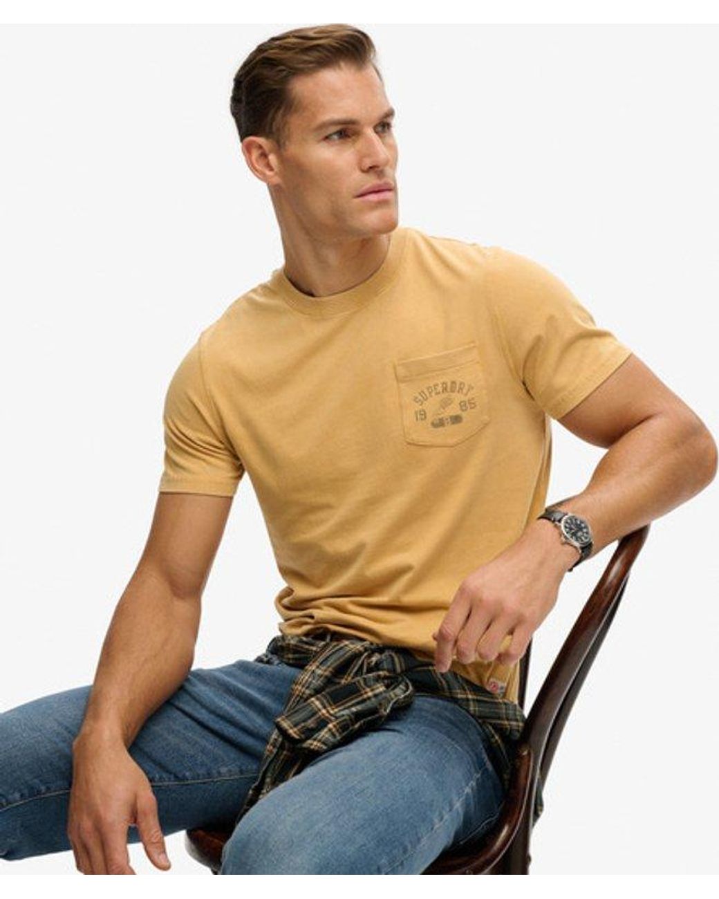 Superdry Blue & Co Vintage Prep Relaxed Pocket T-shirt for men