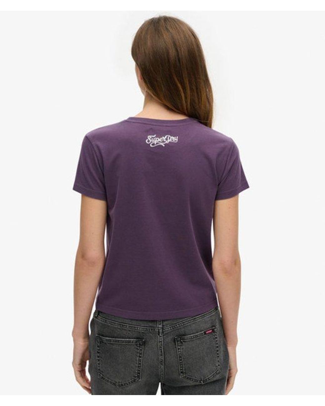 Superdry Purple & Co Small Tattoo Rhinestone Fitted T-shirt