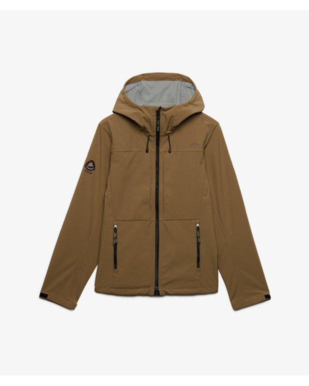 Superdry Brown & Co Hooded Softshell Trekker Jacket for men