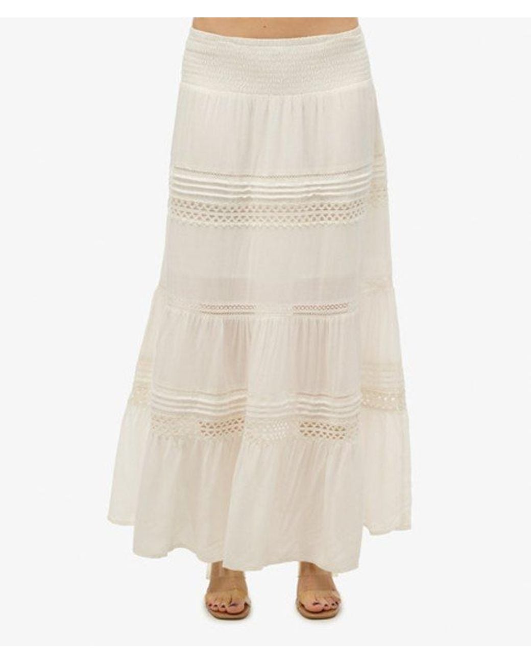 Superdry White & Co Ibiza Lace Mix Maxi Skirt