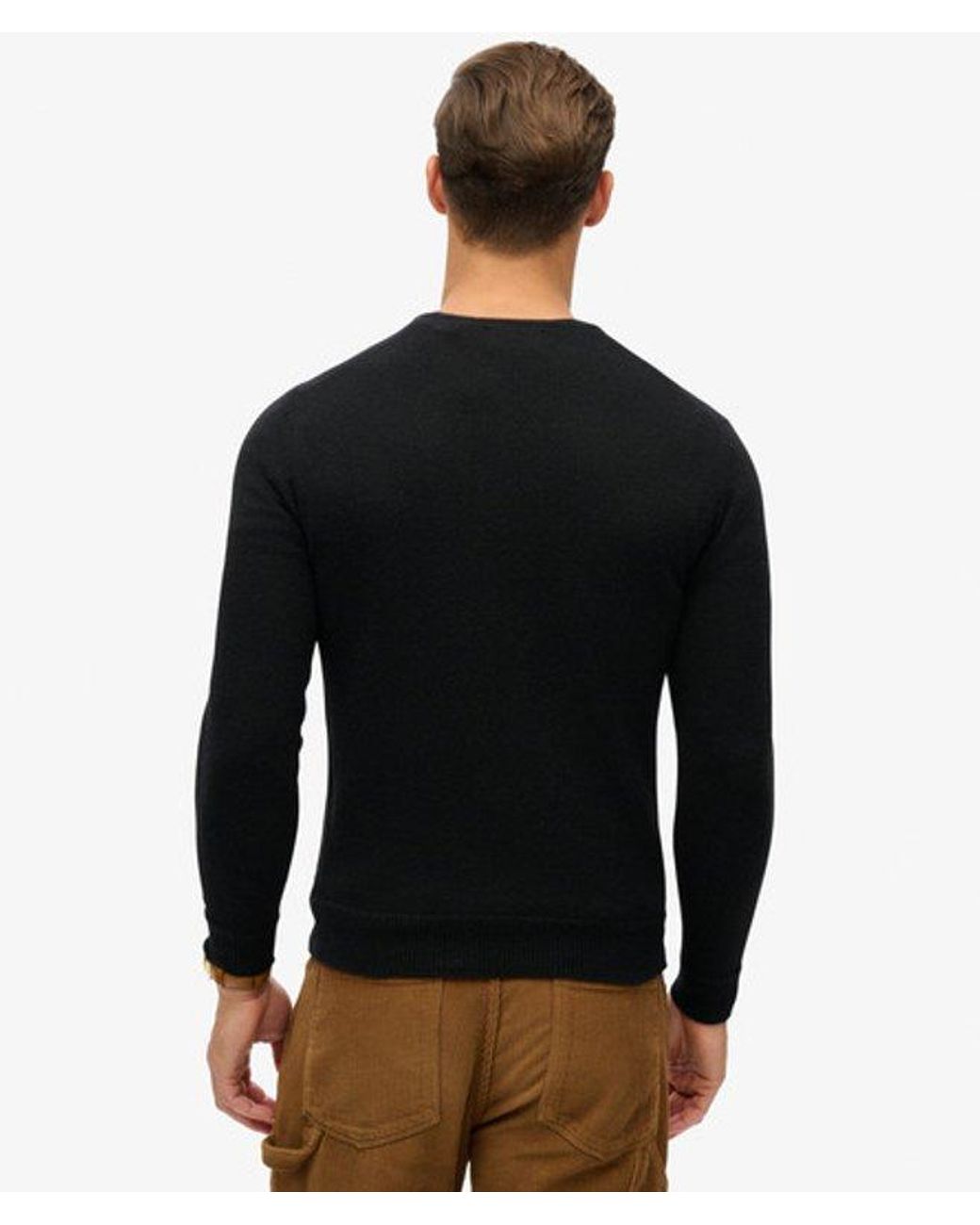 Superdry Black Crew Neck Knit Jumper for men