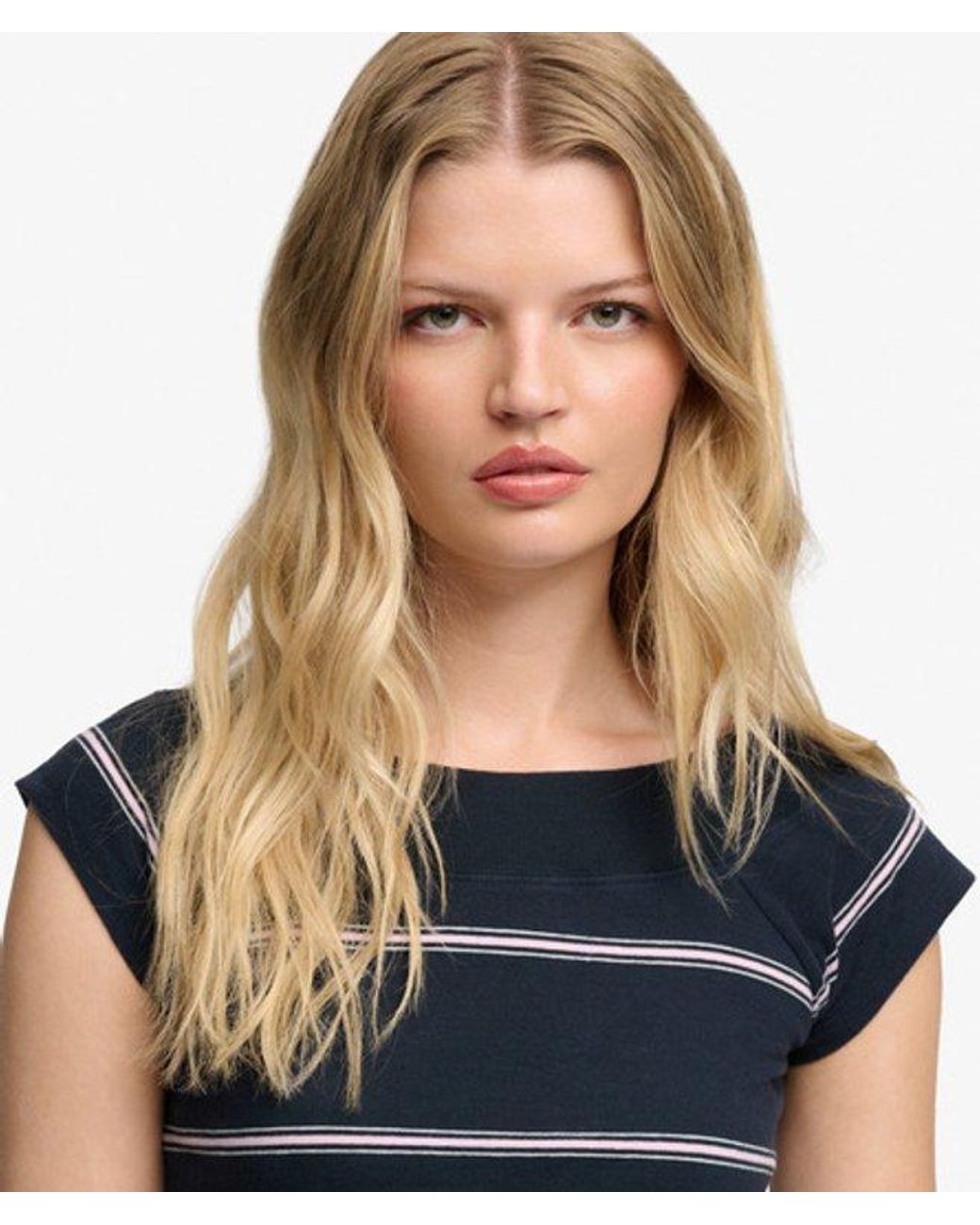 Superdry Black & Co Athletic Off Shoulder Pattern Top