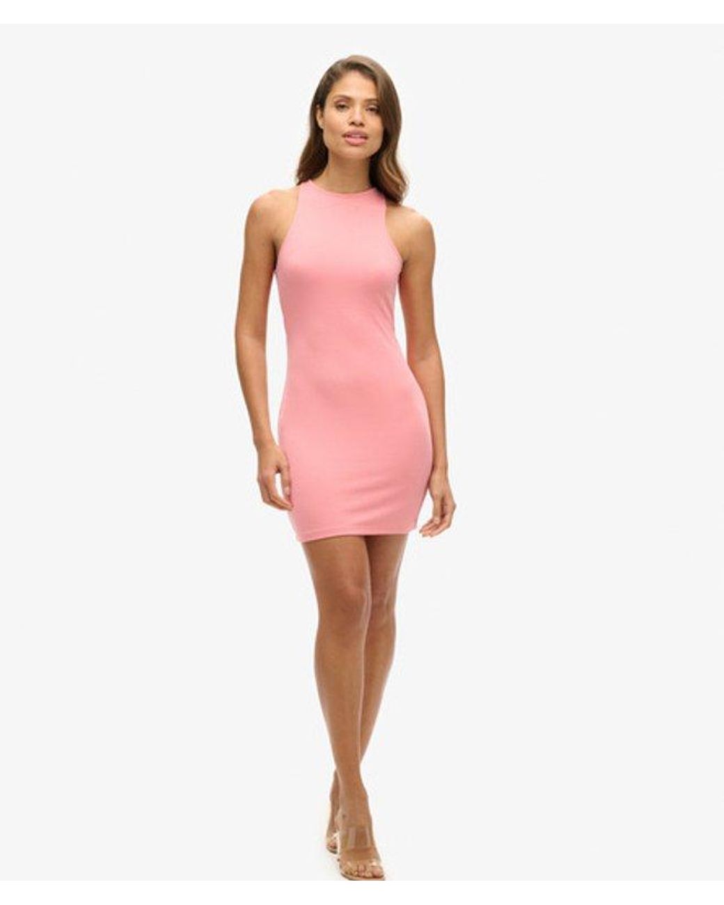 Superdry Pink & Co Jersey Cross Back Mini Dress