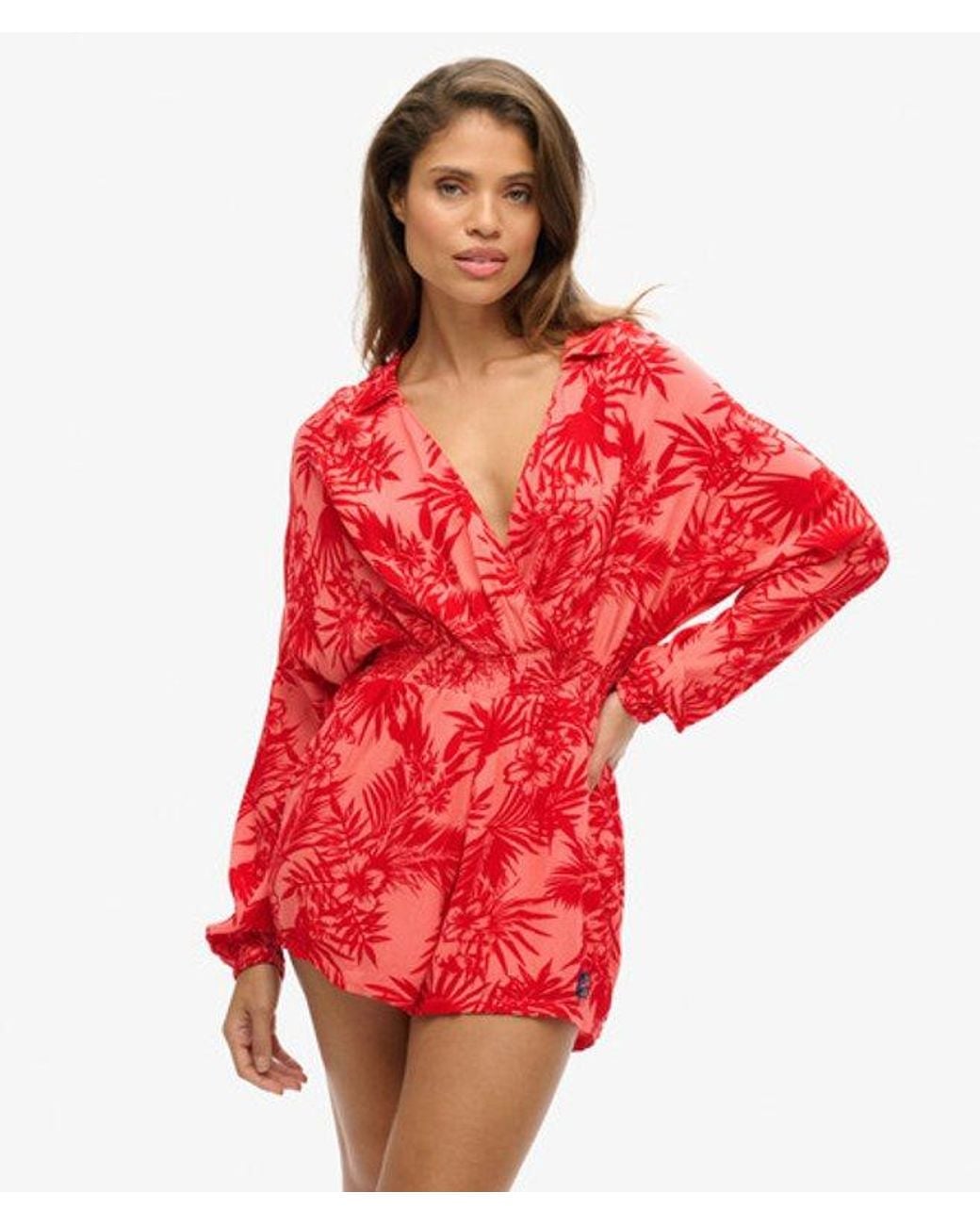 Superdry Red & Co Vintage Beach Playsuit