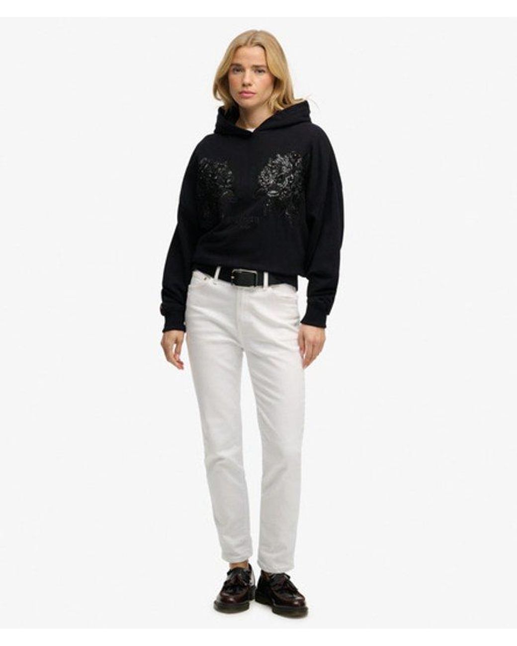 Superdry Black & Co Tattoo Embellished Oversized Hoodie