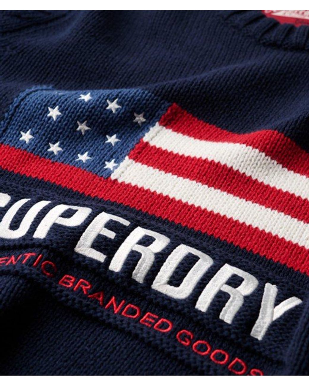 Superdry Blue & Co Knitted Vintage Athletic Jumper for men