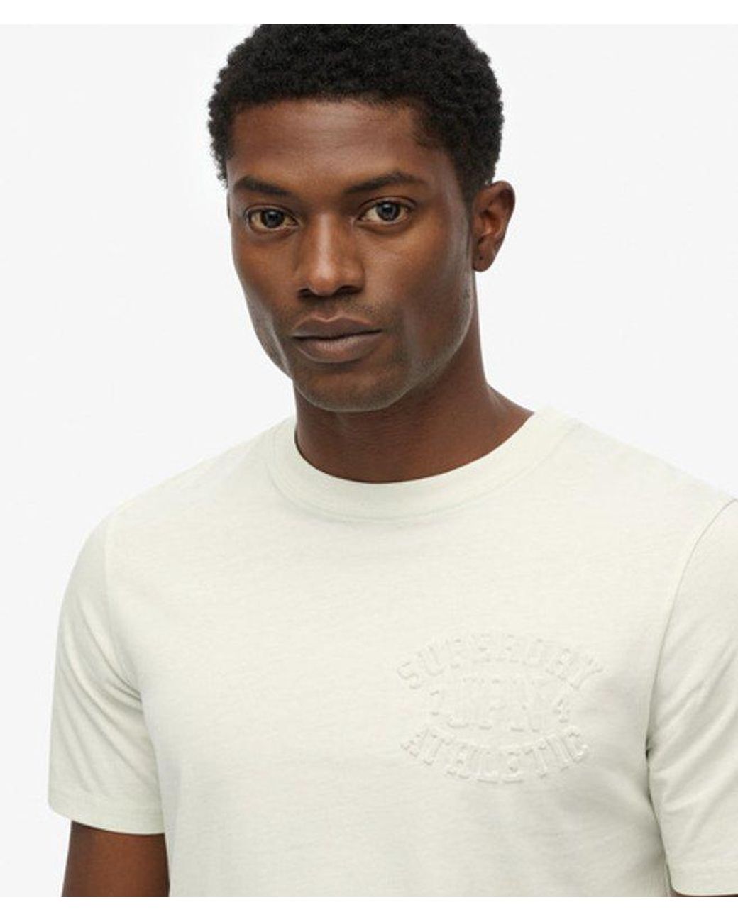 Superdry White Athletic Embossed Relaxed T-Shirt for men