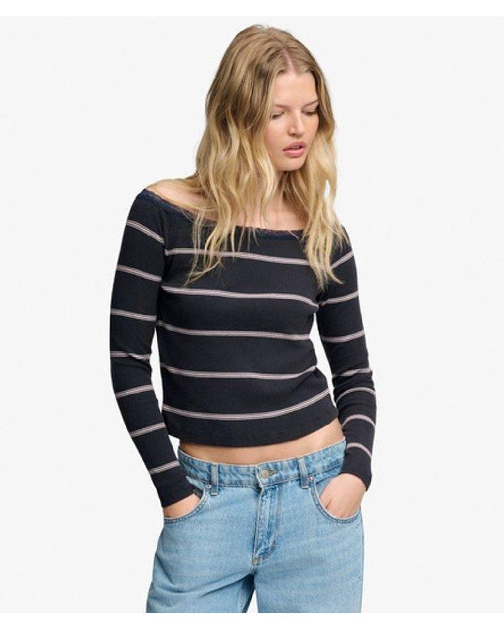 Superdry Blue & Co Athletic Essentials Lace Long Sleeve Top